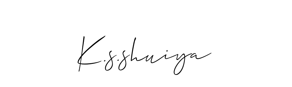 Use a signature maker to create a handwritten signature online. With this signature software, you can design (Allison_Script) your own signature for name K.s.shuiya. K.s.shuiya signature style 2 images and pictures png