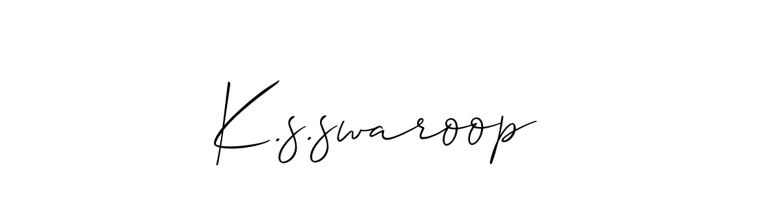 Design your own signature with our free online signature maker. With this signature software, you can create a handwritten (Allison_Script) signature for name K.s.swaroop. K.s.swaroop signature style 2 images and pictures png