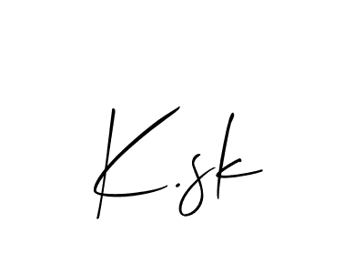 Make a beautiful signature design for name K.sk. With this signature (Allison_Script) style, you can create a handwritten signature for free. K.sk signature style 2 images and pictures png