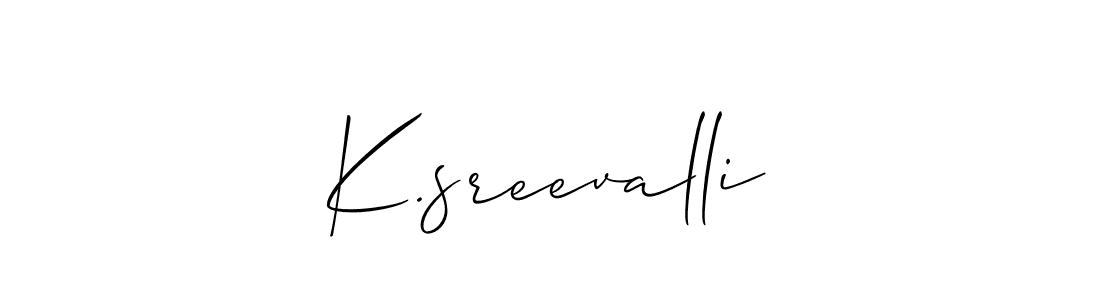 Also You can easily find your signature by using the search form. We will create K.sreevalli name handwritten signature images for you free of cost using Allison_Script sign style. K.sreevalli signature style 2 images and pictures png