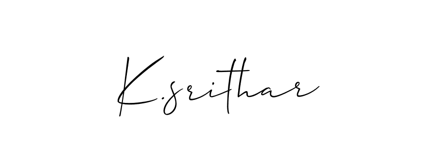 Use a signature maker to create a handwritten signature online. With this signature software, you can design (Allison_Script) your own signature for name K.srithar. K.srithar signature style 2 images and pictures png