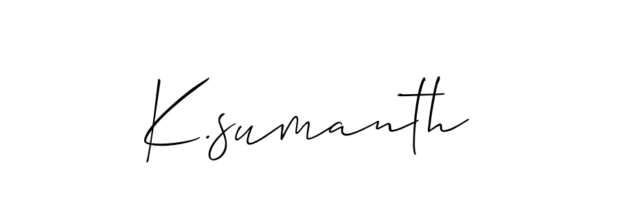 Make a short K.sumanth signature style. Manage your documents anywhere anytime using Allison_Script. Create and add eSignatures, submit forms, share and send files easily. K.sumanth signature style 2 images and pictures png