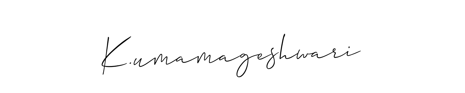 The best way (Allison_Script) to make a short signature is to pick only two or three words in your name. The name K.umamageshwari include a total of six letters. For converting this name. K.umamageshwari signature style 2 images and pictures png