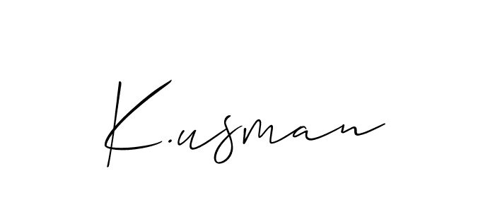 Similarly Allison_Script is the best handwritten signature design. Signature creator online .You can use it as an online autograph creator for name K.usman. K.usman signature style 2 images and pictures png