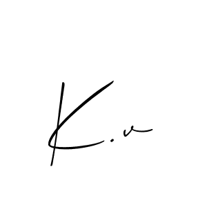 The best way (Allison_Script) to make a short signature is to pick only two or three words in your name. The name K.v include a total of six letters. For converting this name. K.v signature style 2 images and pictures png