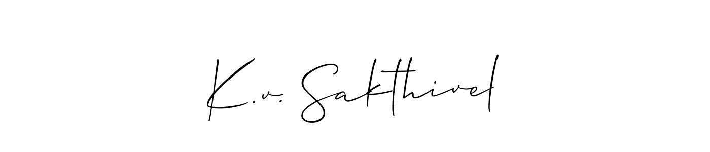 Create a beautiful signature design for name K.v. Sakthivel. With this signature (Allison_Script) fonts, you can make a handwritten signature for free. K.v. Sakthivel signature style 2 images and pictures png