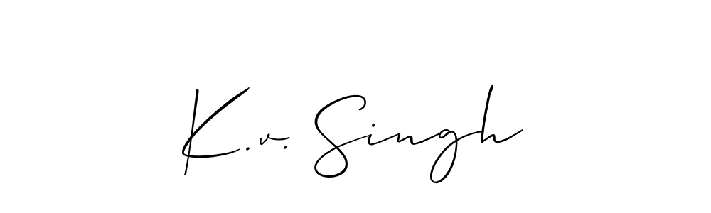 How to Draw K.v. Singh signature style? Allison_Script is a latest design signature styles for name K.v. Singh. K.v. Singh signature style 2 images and pictures png