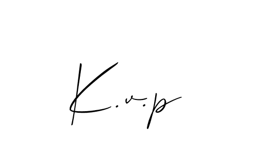 Make a beautiful signature design for name K.v.p. With this signature (Allison_Script) style, you can create a handwritten signature for free. K.v.p signature style 2 images and pictures png