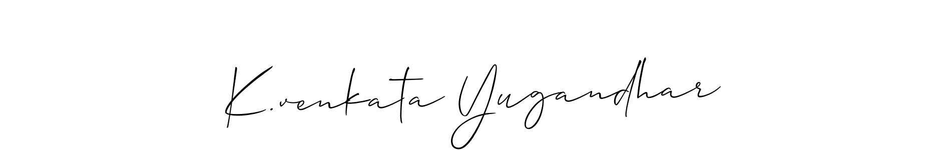Use a signature maker to create a handwritten signature online. With this signature software, you can design (Allison_Script) your own signature for name K.venkata Yugandhar. K.venkata Yugandhar signature style 2 images and pictures png