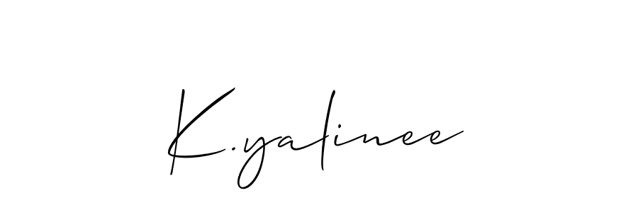 if you are searching for the best signature style for your name K.yalinee. so please give up your signature search. here we have designed multiple signature styles  using Allison_Script. K.yalinee signature style 2 images and pictures png