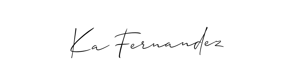 Allison_Script is a professional signature style that is perfect for those who want to add a touch of class to their signature. It is also a great choice for those who want to make their signature more unique. Get Ka Fernandez name to fancy signature for free. Ka Fernandez signature style 2 images and pictures png