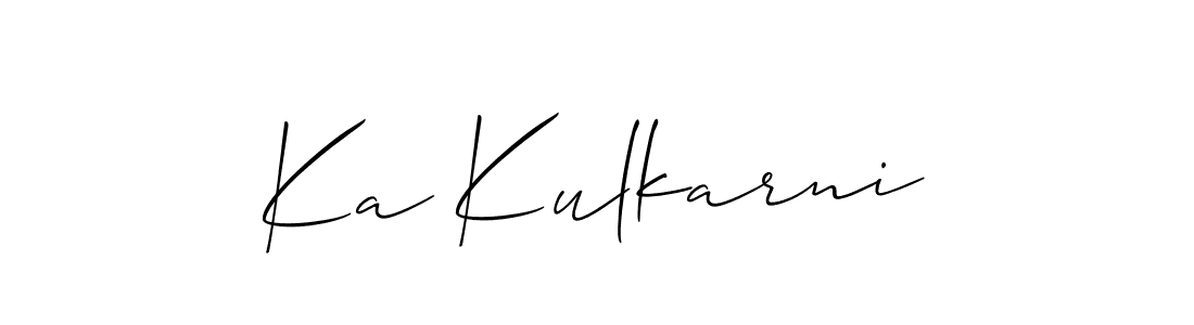 This is the best signature style for the Ka Kulkarni name. Also you like these signature font (Allison_Script). Mix name signature. Ka Kulkarni signature style 2 images and pictures png