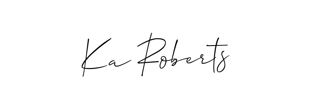 Use a signature maker to create a handwritten signature online. With this signature software, you can design (Allison_Script) your own signature for name Ka Roberts. Ka Roberts signature style 2 images and pictures png