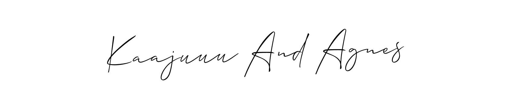 Use a signature maker to create a handwritten signature online. With this signature software, you can design (Allison_Script) your own signature for name Kaajuuu And Agnes. Kaajuuu And Agnes signature style 2 images and pictures png