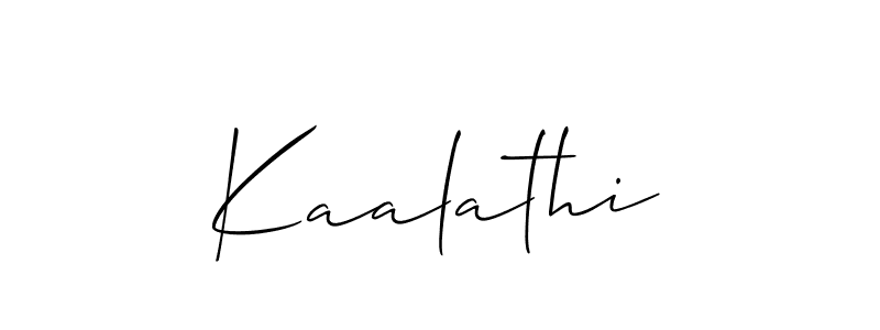 Use a signature maker to create a handwritten signature online. With this signature software, you can design (Allison_Script) your own signature for name Kaalathi. Kaalathi signature style 2 images and pictures png
