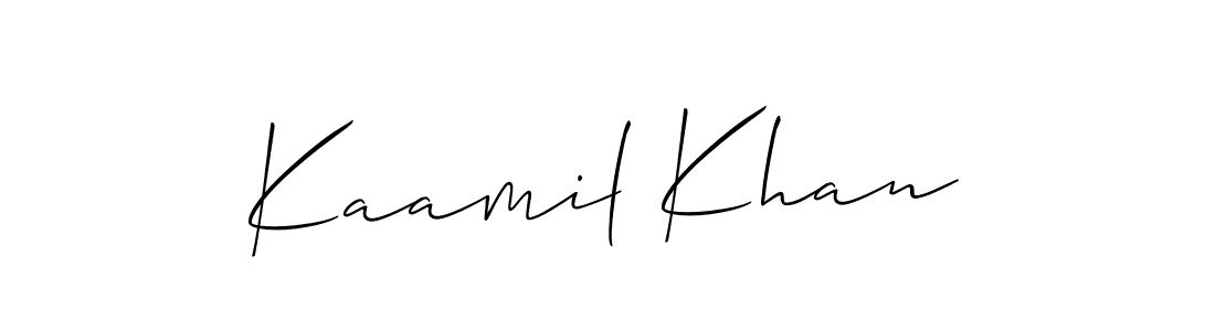 Use a signature maker to create a handwritten signature online. With this signature software, you can design (Allison_Script) your own signature for name Kaamil Khan. Kaamil Khan signature style 2 images and pictures png