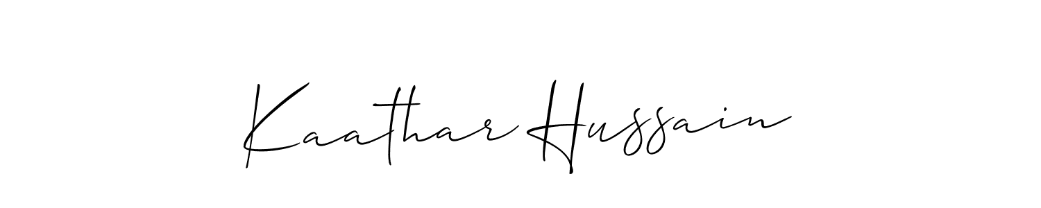 Make a beautiful signature design for name Kaathar Hussain. With this signature (Allison_Script) style, you can create a handwritten signature for free. Kaathar Hussain signature style 2 images and pictures png