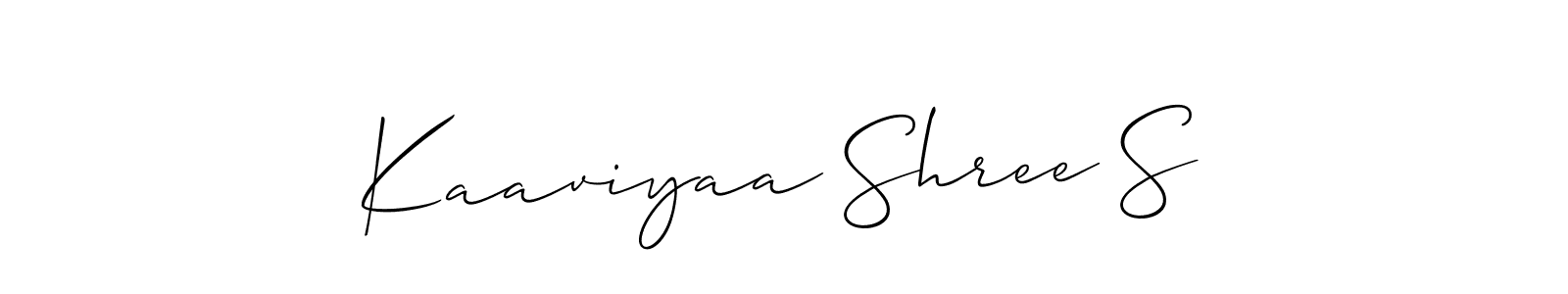 Also You can easily find your signature by using the search form. We will create Kaaviyaa Shree S name handwritten signature images for you free of cost using Allison_Script sign style. Kaaviyaa Shree S signature style 2 images and pictures png