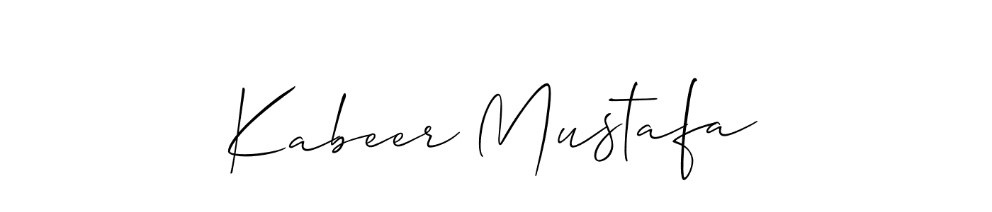 How to make Kabeer Mustafa name signature. Use Allison_Script style for creating short signs online. This is the latest handwritten sign. Kabeer Mustafa signature style 2 images and pictures png