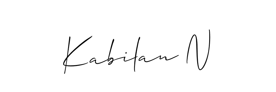 Make a beautiful signature design for name Kabilan N. With this signature (Allison_Script) style, you can create a handwritten signature for free. Kabilan N signature style 2 images and pictures png