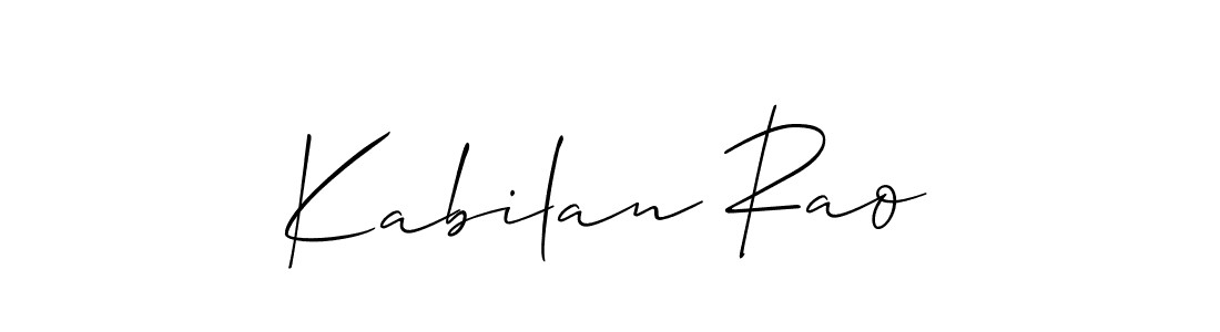 Make a beautiful signature design for name Kabilan Rao. With this signature (Allison_Script) style, you can create a handwritten signature for free. Kabilan Rao signature style 2 images and pictures png