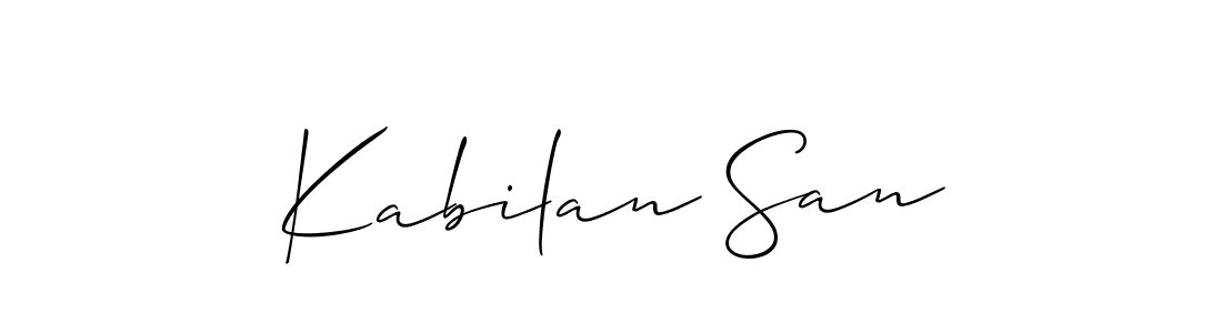 Also You can easily find your signature by using the search form. We will create Kabilan San name handwritten signature images for you free of cost using Allison_Script sign style. Kabilan San signature style 2 images and pictures png