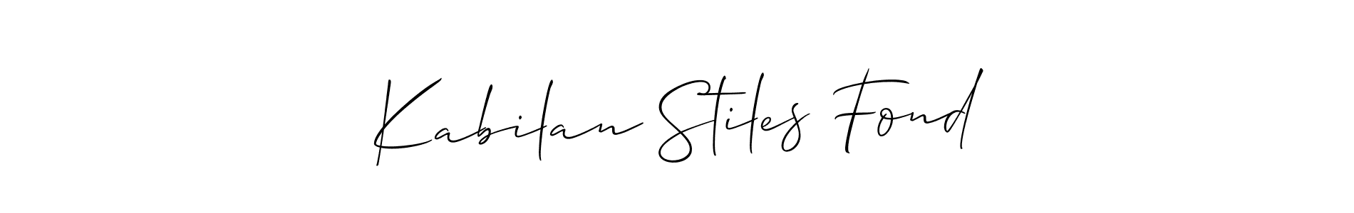 Also You can easily find your signature by using the search form. We will create Kabilan Stiles Fond name handwritten signature images for you free of cost using Allison_Script sign style. Kabilan Stiles Fond signature style 2 images and pictures png