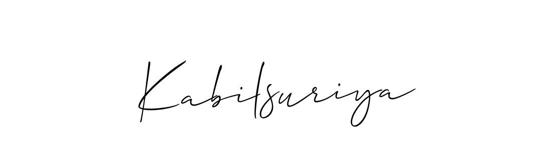 You should practise on your own different ways (Allison_Script) to write your name (Kabilsuriya) in signature. don't let someone else do it for you. Kabilsuriya signature style 2 images and pictures png