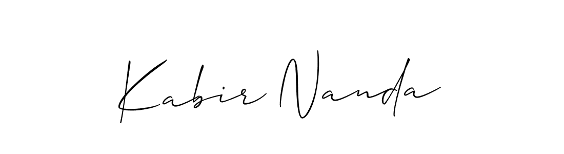 It looks lik you need a new signature style for name Kabir Nanda. Design unique handwritten (Allison_Script) signature with our free signature maker in just a few clicks. Kabir Nanda signature style 2 images and pictures png