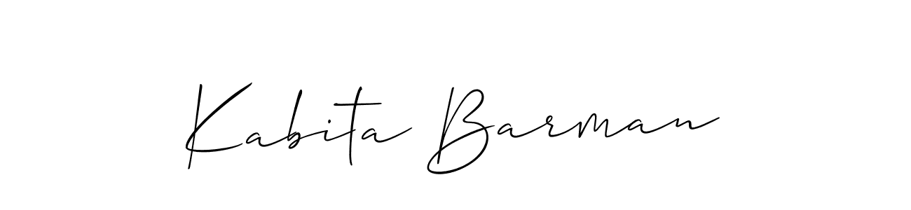 The best way (Allison_Script) to make a short signature is to pick only two or three words in your name. The name Kabita Barman include a total of six letters. For converting this name. Kabita Barman signature style 2 images and pictures png