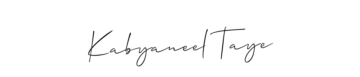 Kabyaneel Taye stylish signature style. Best Handwritten Sign (Allison_Script) for my name. Handwritten Signature Collection Ideas for my name Kabyaneel Taye. Kabyaneel Taye signature style 2 images and pictures png