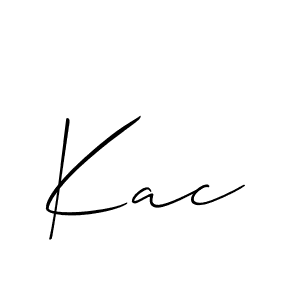 The best way (Allison_Script) to make a short signature is to pick only two or three words in your name. The name Kac include a total of six letters. For converting this name. Kac signature style 2 images and pictures png