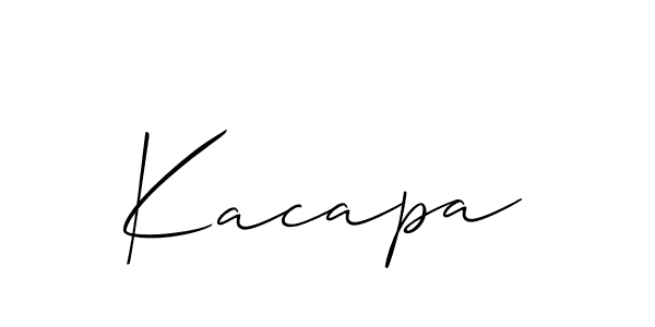 The best way (Allison_Script) to make a short signature is to pick only two or three words in your name. The name Kacapa include a total of six letters. For converting this name. Kacapa signature style 2 images and pictures png