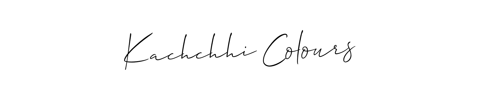 How to make Kachchhi Colours name signature. Use Allison_Script style for creating short signs online. This is the latest handwritten sign. Kachchhi Colours signature style 2 images and pictures png