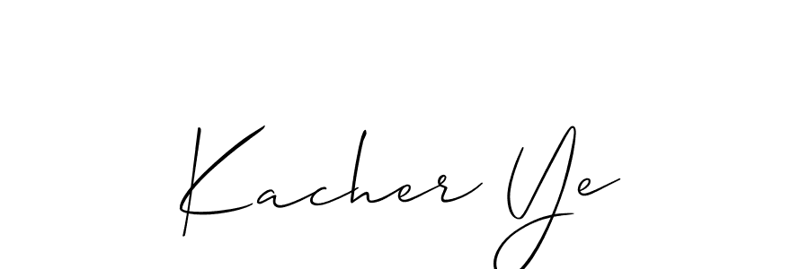 Allison_Script is a professional signature style that is perfect for those who want to add a touch of class to their signature. It is also a great choice for those who want to make their signature more unique. Get Kacher Ye name to fancy signature for free. Kacher Ye signature style 2 images and pictures png