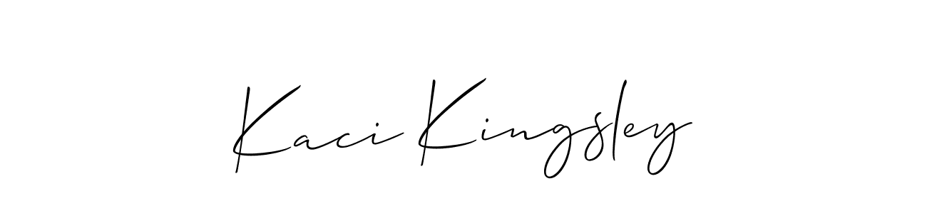 How to make Kaci Kingsley name signature. Use Allison_Script style for creating short signs online. This is the latest handwritten sign. Kaci Kingsley signature style 2 images and pictures png