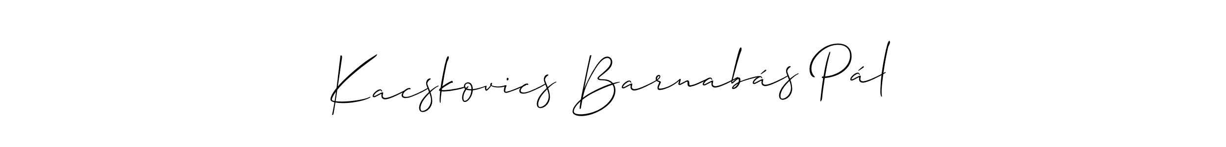 How to make Kacskovics Barnabás Pál name signature. Use Allison_Script style for creating short signs online. This is the latest handwritten sign. Kacskovics Barnabás Pál signature style 2 images and pictures png