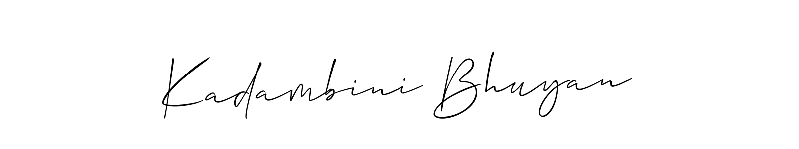 How to make Kadambini Bhuyan name signature. Use Allison_Script style for creating short signs online. This is the latest handwritten sign. Kadambini Bhuyan signature style 2 images and pictures png