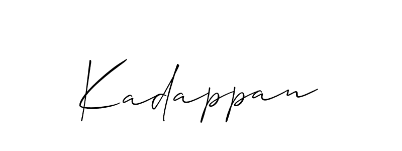 if you are searching for the best signature style for your name Kadappan. so please give up your signature search. here we have designed multiple signature styles  using Allison_Script. Kadappan signature style 2 images and pictures png