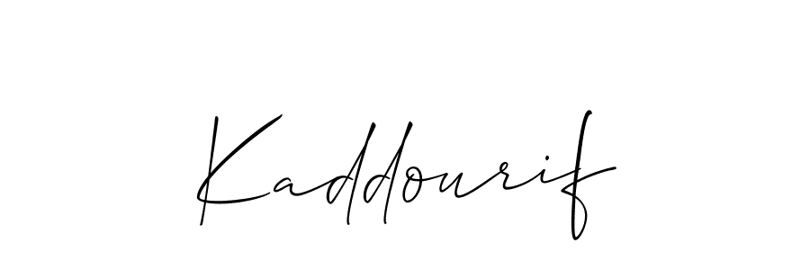 Use a signature maker to create a handwritten signature online. With this signature software, you can design (Allison_Script) your own signature for name Kaddourif. Kaddourif signature style 2 images and pictures png
