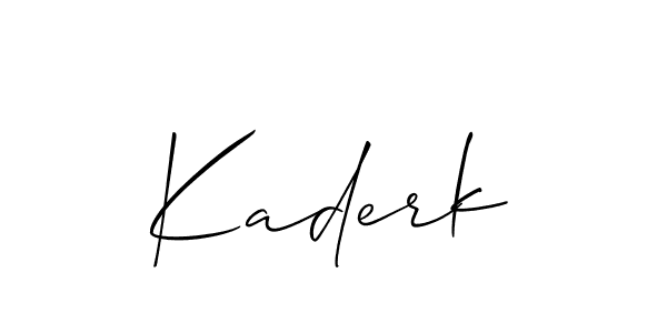 The best way (Allison_Script) to make a short signature is to pick only two or three words in your name. The name Kaderk include a total of six letters. For converting this name. Kaderk signature style 2 images and pictures png