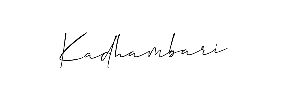 Allison_Script is a professional signature style that is perfect for those who want to add a touch of class to their signature. It is also a great choice for those who want to make their signature more unique. Get Kadhambari name to fancy signature for free. Kadhambari signature style 2 images and pictures png