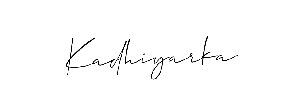 Use a signature maker to create a handwritten signature online. With this signature software, you can design (Allison_Script) your own signature for name Kadhiyarka. Kadhiyarka signature style 2 images and pictures png