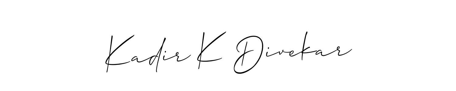 It looks lik you need a new signature style for name Kadir K Divekar. Design unique handwritten (Allison_Script) signature with our free signature maker in just a few clicks. Kadir K Divekar signature style 2 images and pictures png