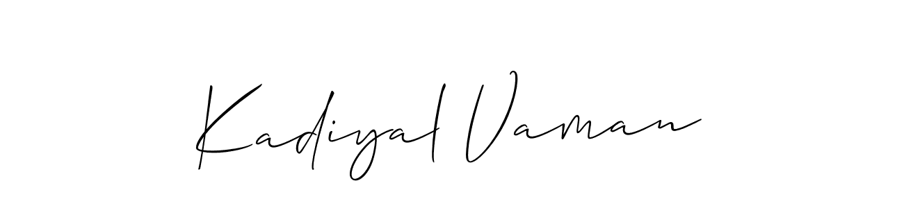 Create a beautiful signature design for name Kadiyal Vaman. With this signature (Allison_Script) fonts, you can make a handwritten signature for free. Kadiyal Vaman signature style 2 images and pictures png