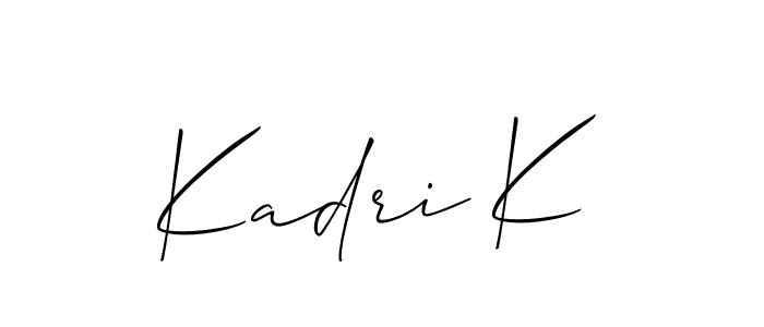 Make a short Kadri K signature style. Manage your documents anywhere anytime using Allison_Script. Create and add eSignatures, submit forms, share and send files easily. Kadri K signature style 2 images and pictures png