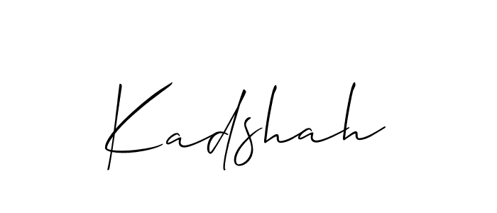 Use a signature maker to create a handwritten signature online. With this signature software, you can design (Allison_Script) your own signature for name Kadshah. Kadshah signature style 2 images and pictures png