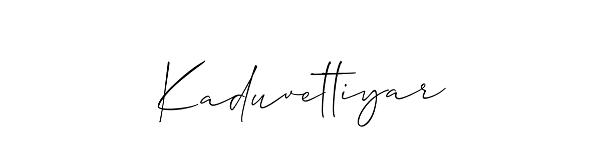 How to Draw Kaduvettiyar signature style? Allison_Script is a latest design signature styles for name Kaduvettiyar. Kaduvettiyar signature style 2 images and pictures png