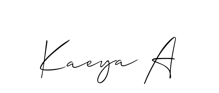 The best way (Allison_Script) to make a short signature is to pick only two or three words in your name. The name Kaeya A include a total of six letters. For converting this name. Kaeya A signature style 2 images and pictures png
