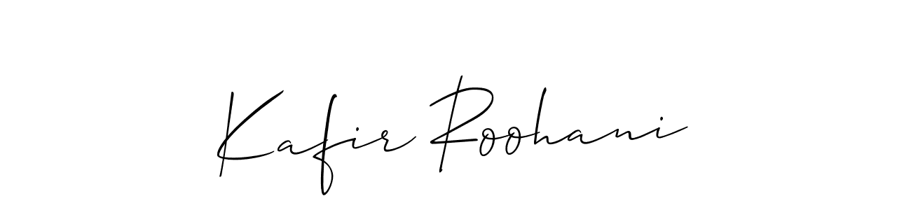 Make a beautiful signature design for name Kafir Roohani. With this signature (Allison_Script) style, you can create a handwritten signature for free. Kafir Roohani signature style 2 images and pictures png